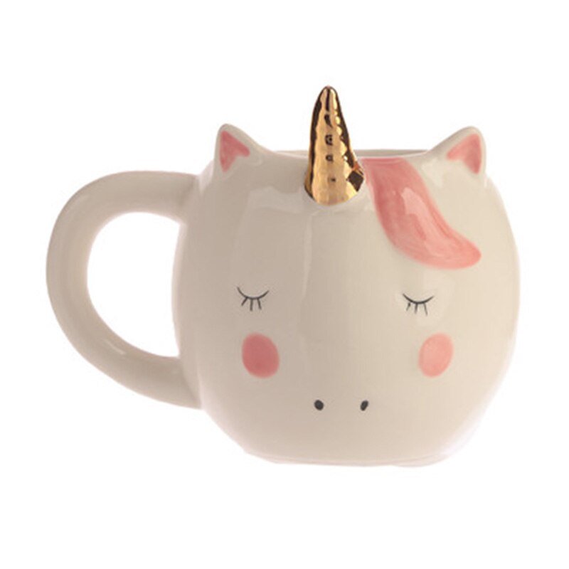 Einhorn Becher 300mL Regenbogen Pferd Einhorn Tassen Tasse Niedlichkeit 3D Einhorn Keramik Kaffee Becher Gold/Kupfer Stereo niedlich Einhorn Tassen: Weiß Einhorn
