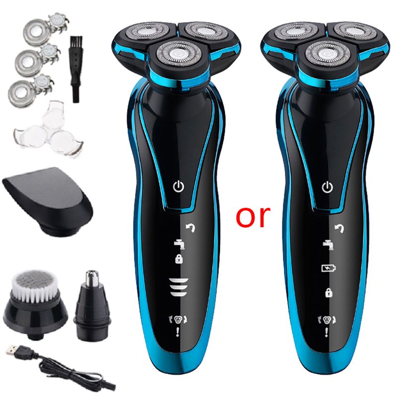 Multifunction Men Electric Shaver Floating Razor Wet Dry Waterproof Cordless USB Rechargeable Beard Trimmer Washable: 5 in 1