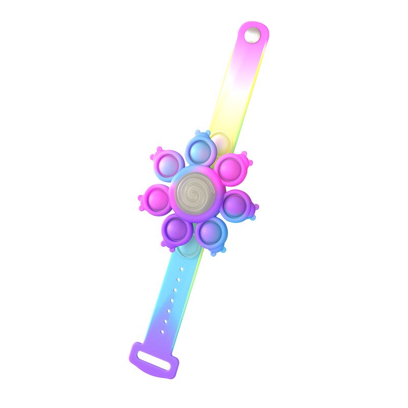 Blæksprutte spinning pop popping fidget legetøj sit anti-stress armbånd whirl light armbånd kawaii push bubble jule børn: Lilla blå