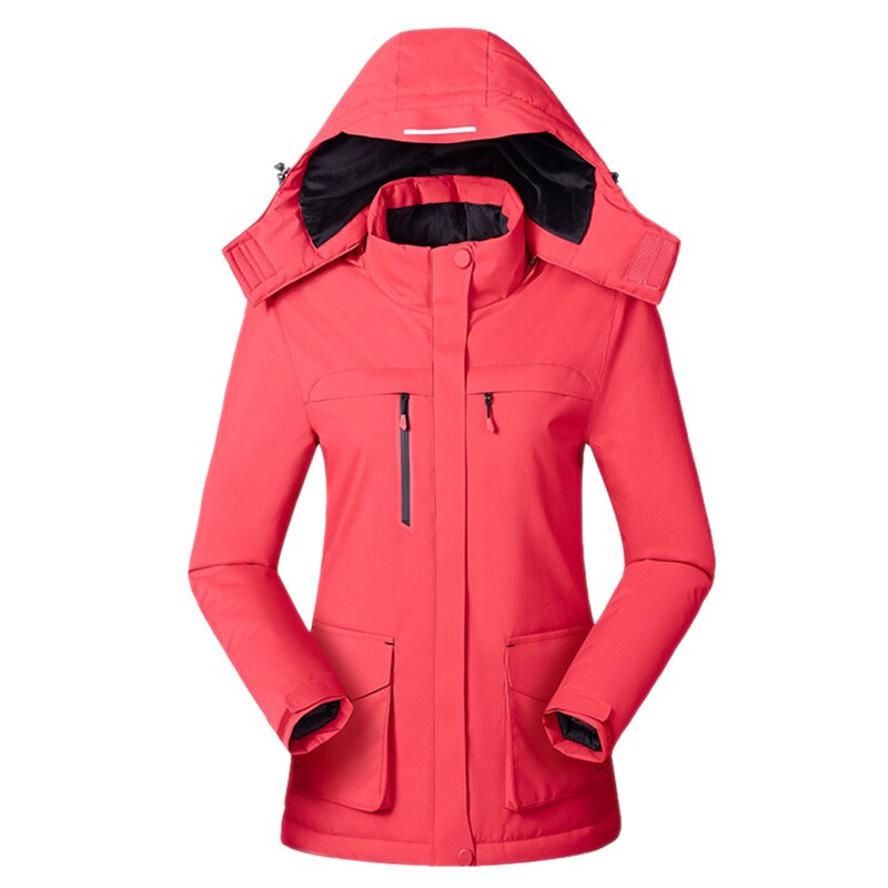 PARATAGO-Chaqueta de calefacción inteligente para mujer, abrigo de lana con carga USB para exteriores, ropa de escalada a prueba de viento, P1233: Rojo / XXL