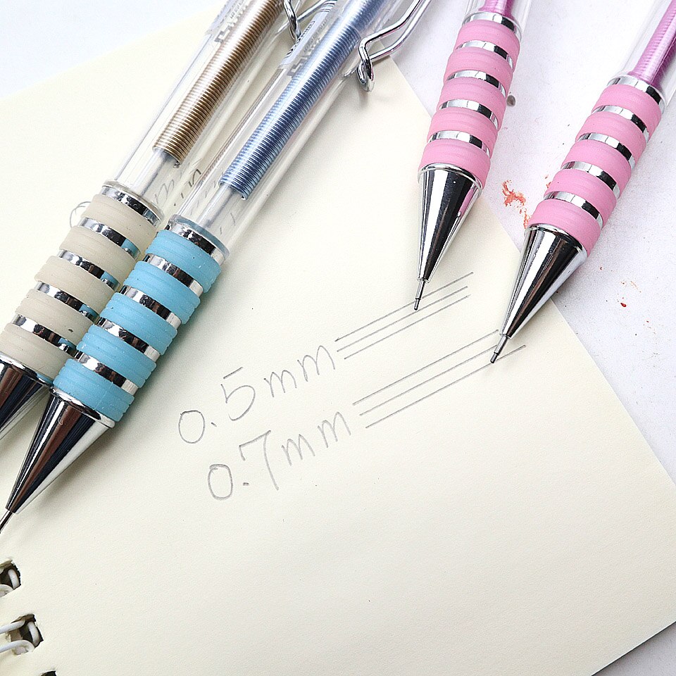 2 Stuks Vulpotlood 0.5 ~ 0.7Mm Metalen + Lente Swing Output De Refill Tekening Automatische Potlood sturen 2 Potlood