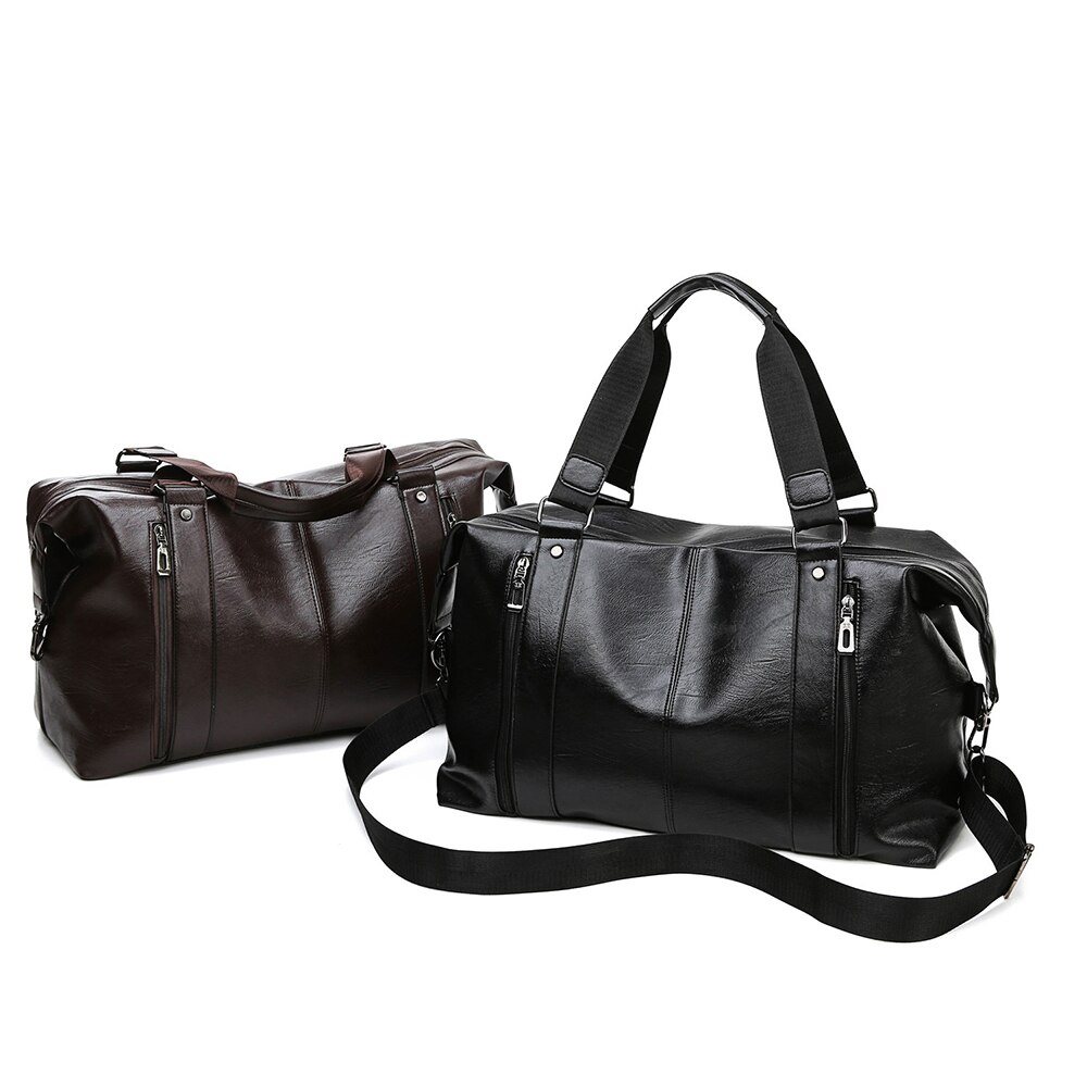 Mænds håndtaske læder stor kapacitet rejsetaske skuldertaske rejse duffle tote taske afslappet messenger crossbody bagsx 155d