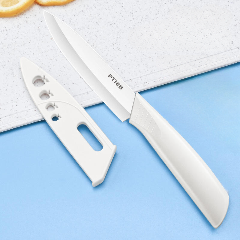 BAKULI ceramic fruit knife, household fruit cutting set, high-end small knife, sharp and portable peeler, melon and fruit knife: Red