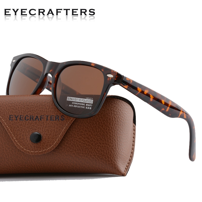 Classic Gepolariseerde Zonnebril Heren Rijden Spiegel Coating Punten Tortoise Frame Brown Lens Brillen Mannelijke Zonnebril UV400
