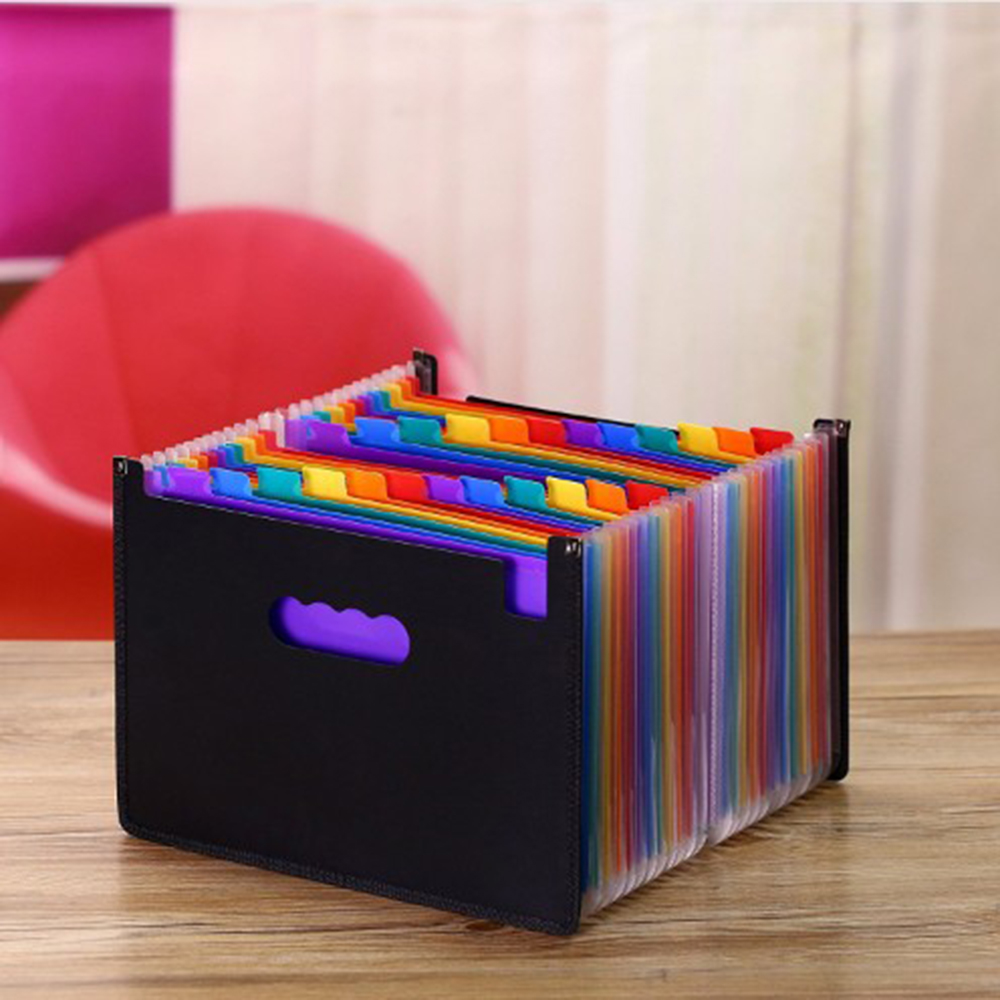 Expanding File Folder 24 Pockets, black Accordion A4 folder Document Organizer