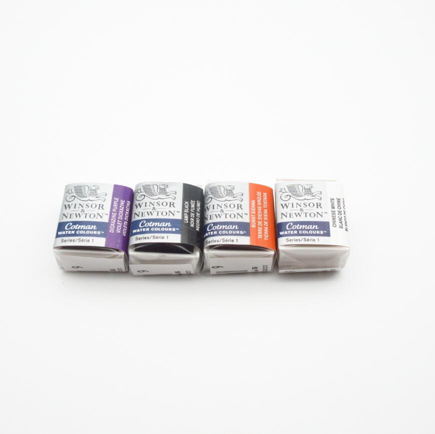 Winsor & newton cotman solid akvarellmaling halvpanne 40 farger blå akvarellpensler: 4d