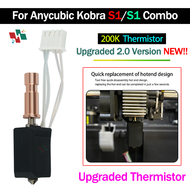 per Anycubic Kobra S1 Hotend ceramica Nuovo aggiornamento Hotend per Kobra S1 Combo testa S1C Stampante 3d 24V 48W 200K Riscaldamento rapido 300 ℃