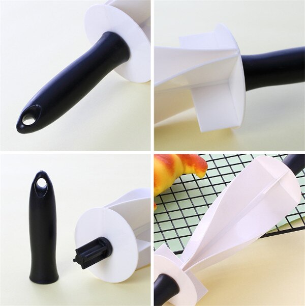 Bakvorm met kunststof handvat voor het maken van croissantdeeg, banketbakkersmes met houten handvat, bakkeukenmes