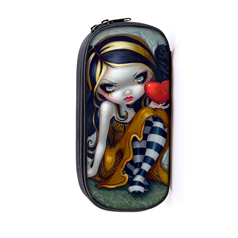 Cartoon Gothic Girls drukuj torby kosmetyczne pojemnik na ołówki kobiety kosmetyczka nastolatek dziewczyna piórnik torba stacjonarna prezent: Dqbb-gete10