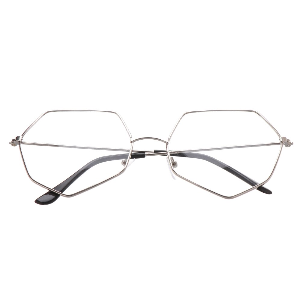 Women Men Metal Vintage Polygon Glasses Oversized Glasses Frame Optical Eyeglass Frame Spectacles Reading Glasses