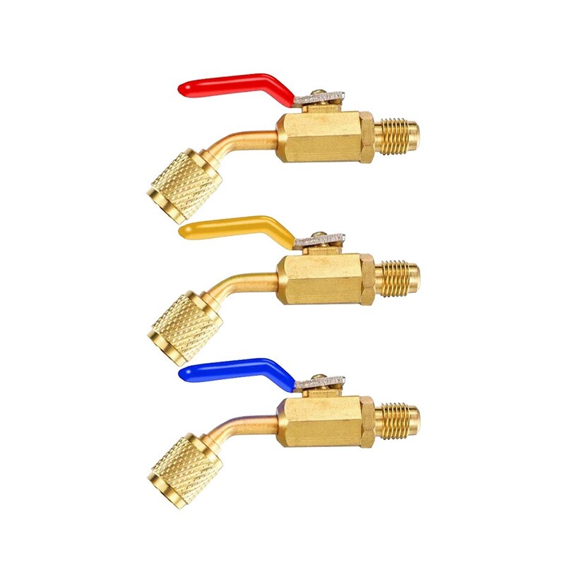 6 Pcs Air Conditioning Refrigerant Angled Compact Ball Valve1/4Inch for R410A R134A R12 R22 AC HVAC