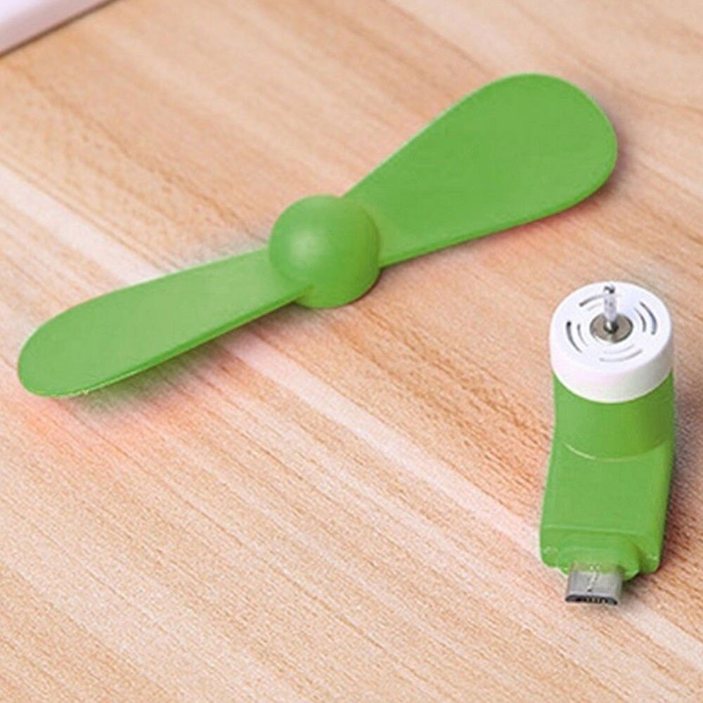 Mini ventilateur portable micro usb 2 in en 1, mini ventilateur cool pour téléphone android otg, couleurs aléatoires: Vert