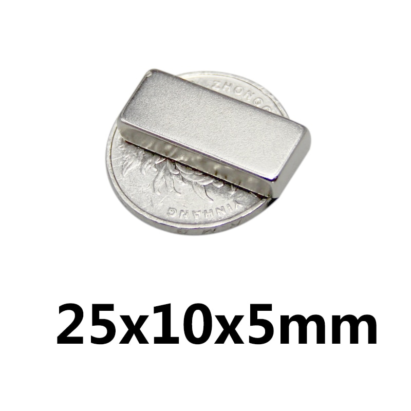 5/10/20/30/50/100 Pcs 25X10X5 Mm Sterke Neodymium magneet Dikte 5 Mm Blok Permanente Magneten N35 Ndfeb Krachtige Magnetische 25*10*5