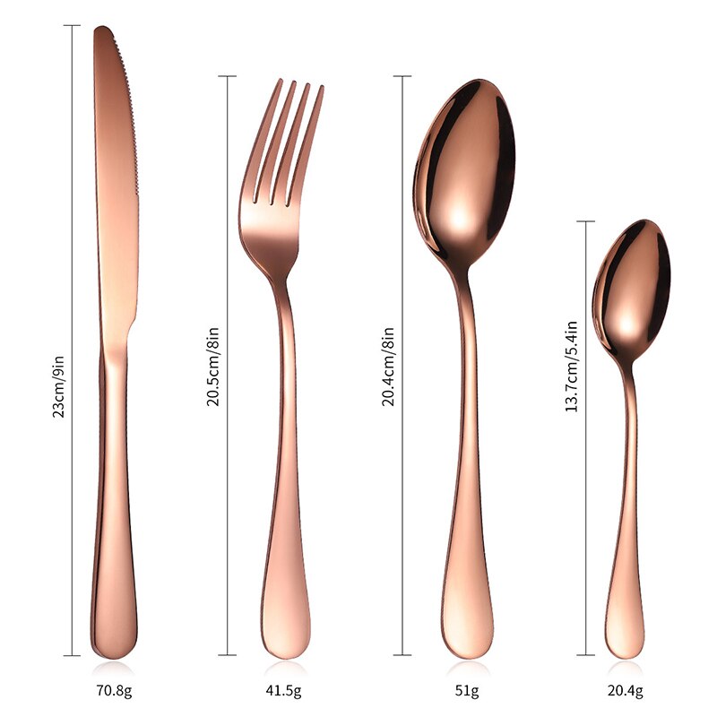 24Pcs Roestvrij Stalen Bestek Set Rose Gold Rainbow Zwart Bestek Set Keuken Mes Vork Lepel Servies Set Servies Set