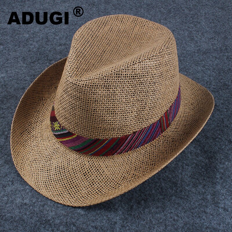 ADUGI Cowboy Hütte Männlichen Einfarbig Atmungsaktive Sommer Schatten Männlichen Hütte Rolle Entlang Cowboy Hütte Sonnencreme Sonnenhut Strand Hütte männlich Hütte