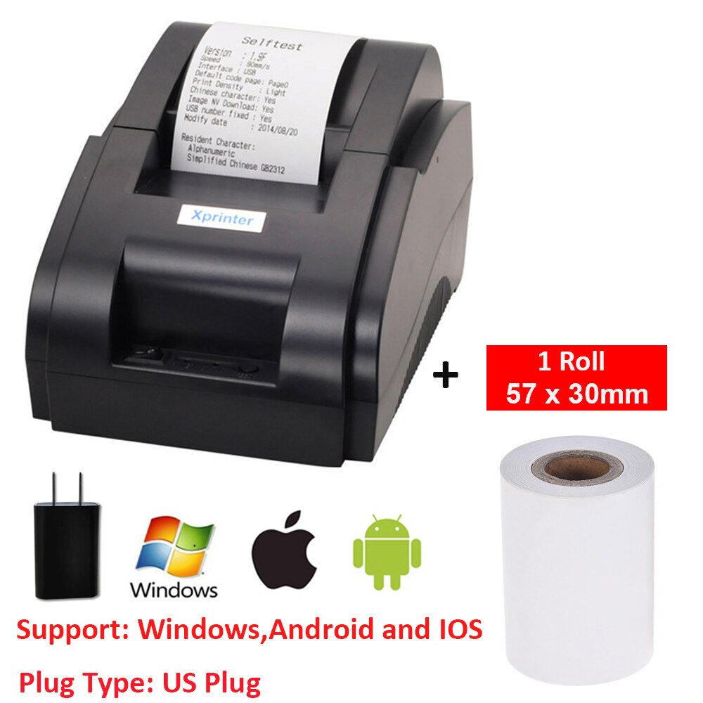XP-58IIH Portable Thermal Receipt Printer 58mm Bluetooth Restaurants POS Mobile Printer Bill Printing Printers USB Machine