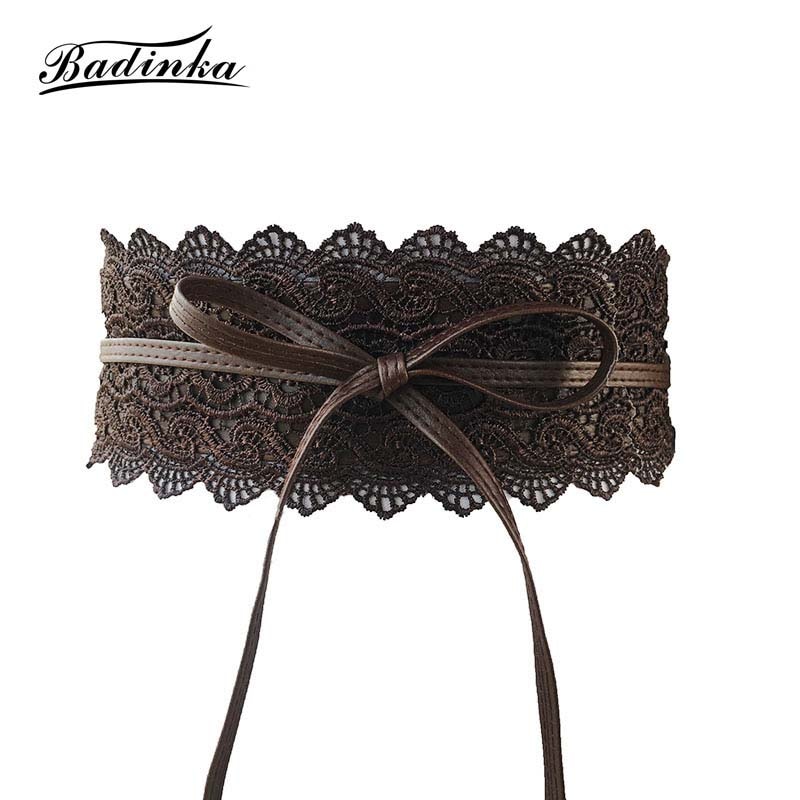 Badinka chaude noir blanc rouge large Corset fleur dentelle ceinture femme nœud papillon ceinture ceintures pour femmes robe de mariée ceinture