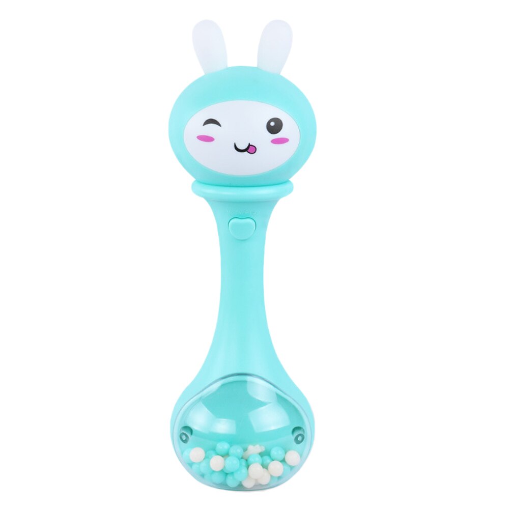 Newborn Baby Music Sound Light Shaking Rattles Toys Cute Cartoon Baby Hand Bells Puzzle Music and Flashing Shaking Rattles: Blue