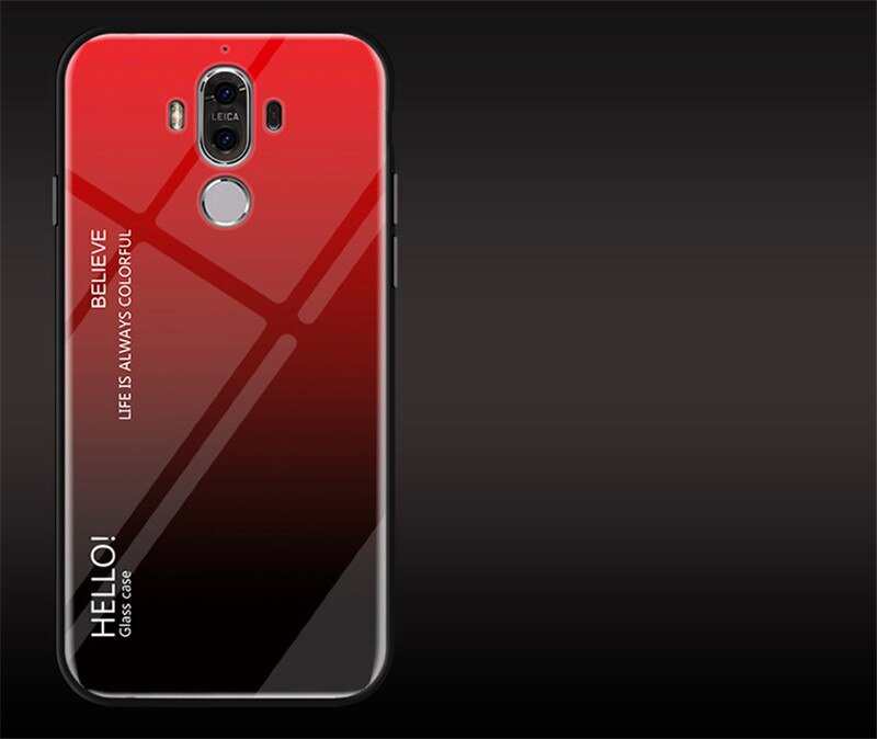 Huawei Mate 9 Pro Case Mate9 Gradiënt Aurora Gehard Glas Back Cover Hard Case Voor Huawei Mate 9 Mate9Pro Telefoon gevallen: Huawei Mate 9 / red