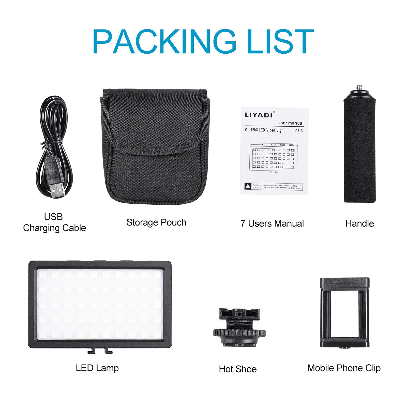 LIYADI-Lámpara de Color RGB para cámara, 50 Uds. De luz LED para vídeo, modos de iluminación 9, 12 niveles de brillo, 3200 ~ 5600K, luz de relleno de Color