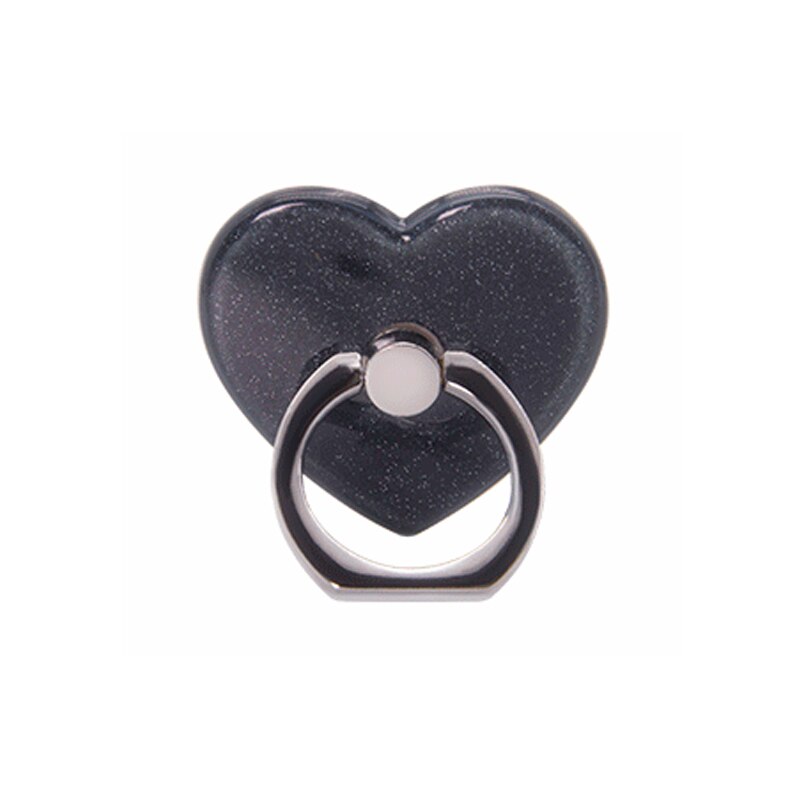 Phone Ring Holder for Tablet pc Mobile Phone Holder Stand Universal Phone grip Heart-shaped Finger Ring Holder Car Mount Stand: Black