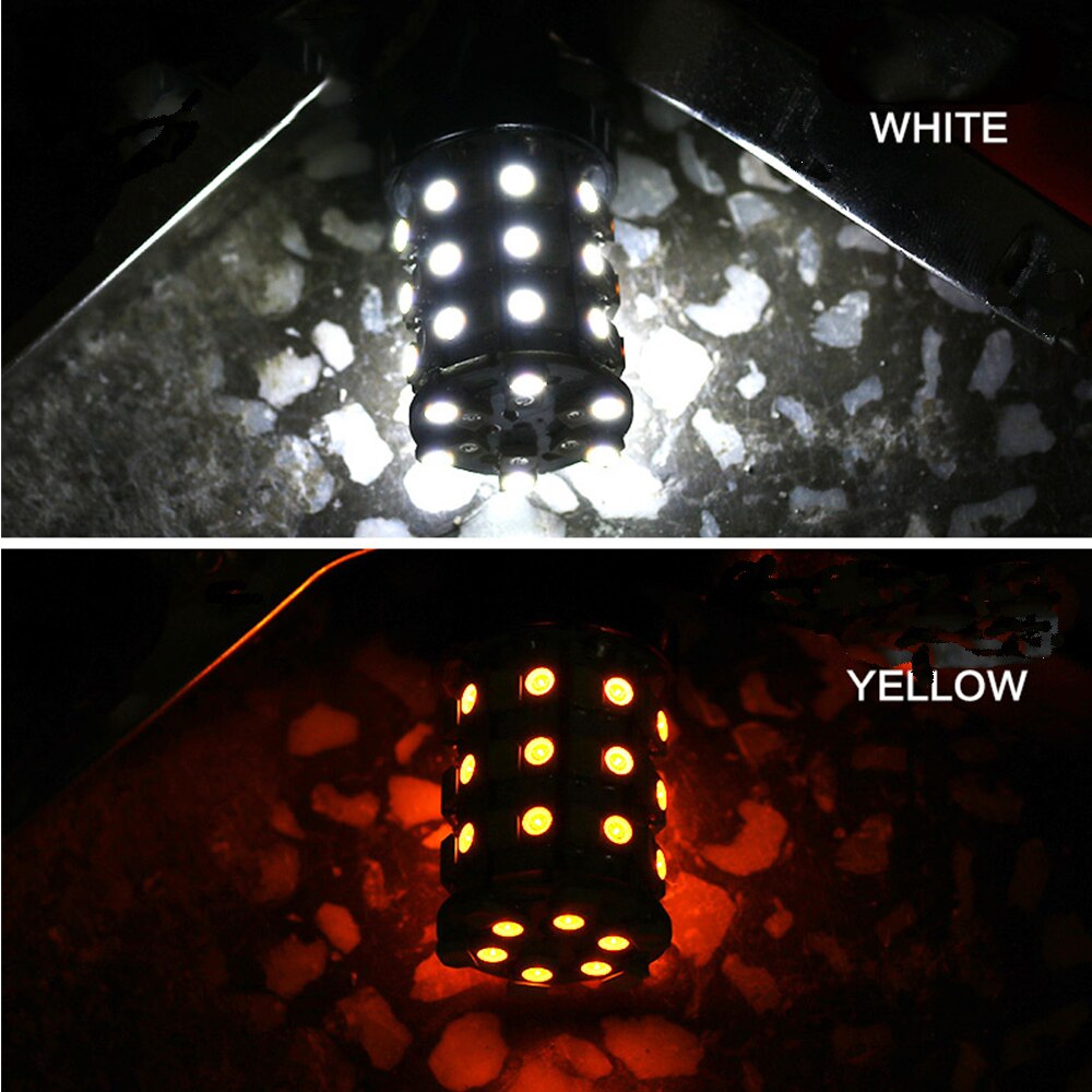 Automobile led brake light S25 1157 60smd spare light bulb automatic turn signal light burst two color bulb white and Yellow 2PC: Default Title