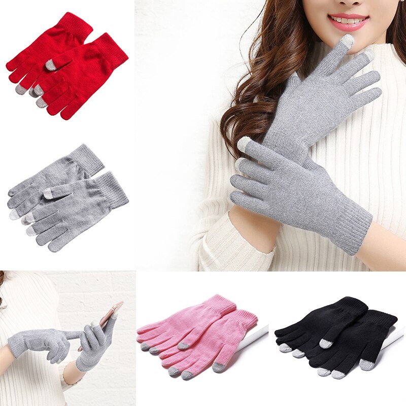 Guantes Térmicos de invierno para adultos, manoplas de punto cálido con aislamiento y pantalla táctil para teléfono inteligente