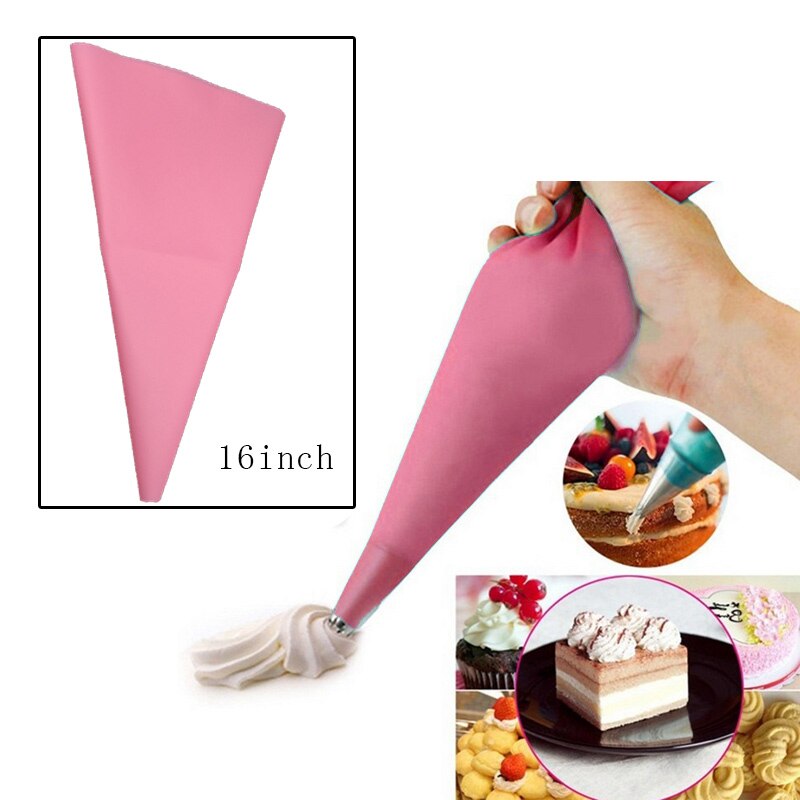 Sac de pâtisserie jetable glaçage tuyauterie gâteau pâtisserie Cupcake décoration sacs Fondant gâteau crème pâtisserie pointe cuisson gâteau outil: Pink-XL 16inch