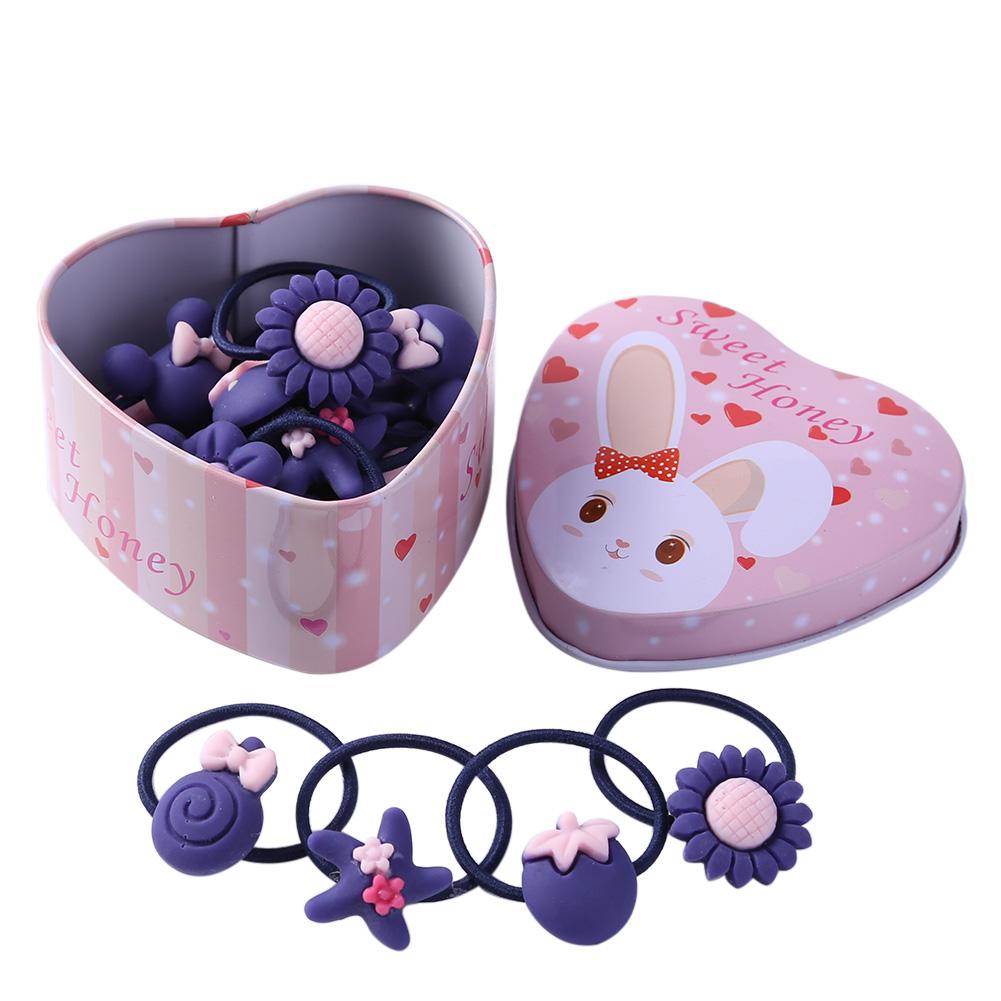 20 pièces/ensemble filles bandes de cheveux bandes de caoutchouc avec boîte mignon dessin animé enfants élastique bandeau infantile chouchous chapeaux enfants bandeau: Navy Blue