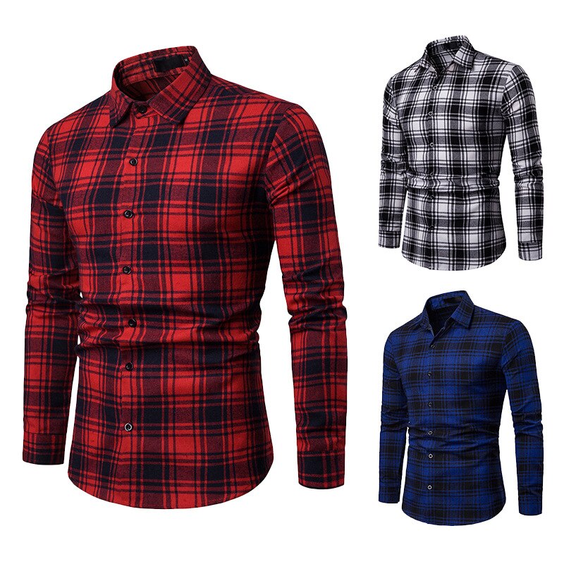 Geruit overhemd herfst lente rood geruit overhemd overhemd met lange mouwen zakelijk programmeur chemise heren heren geruite overhemden