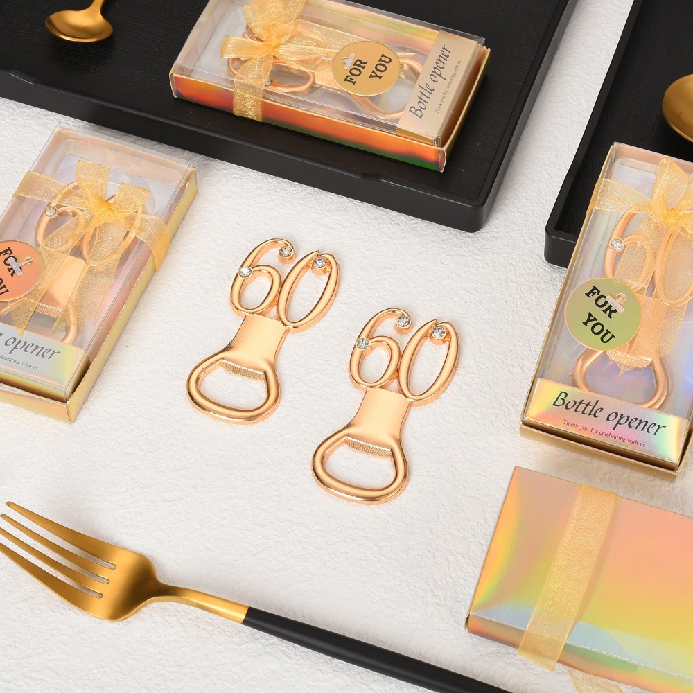 Goldener Geburtstags-Flaschenöffner für 30., 40., 50., 60., 70., 80. Geburtstag, Party, Hochzeitstag, Dekoration, Gastgeschenk, Gäste