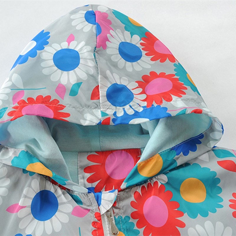 Veste d'extérieur à motif Floral imprimé, Double couche, doublure en coton, style mince, manteaux pour enfants