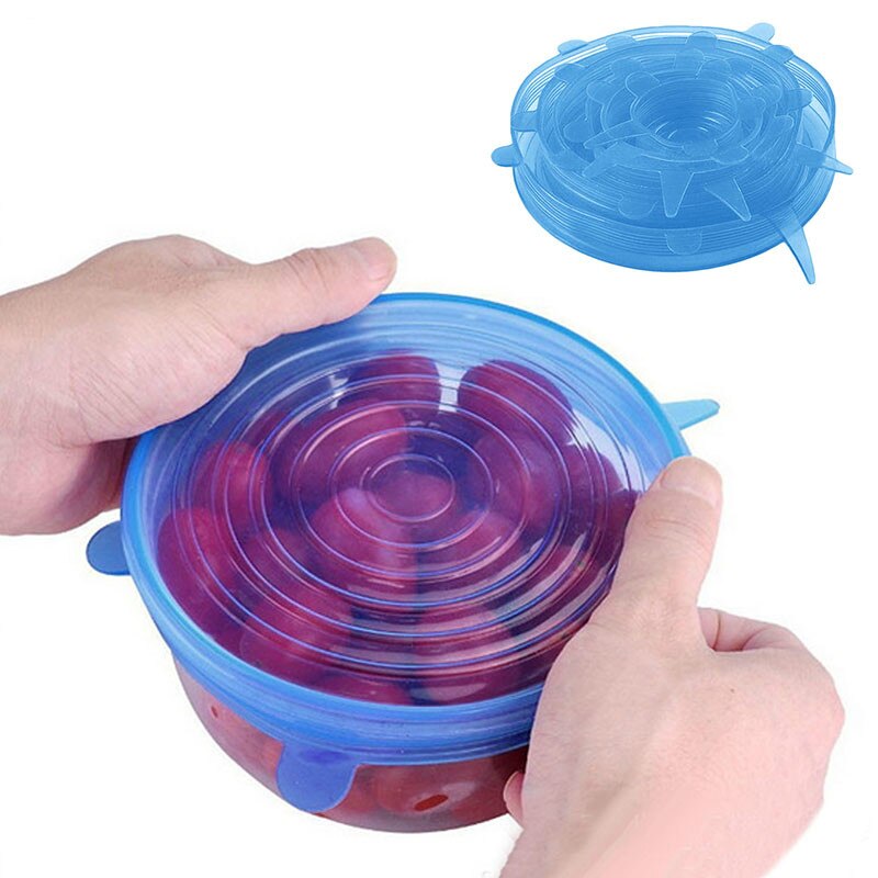 6 st/set töjbara lock överdrag plast mat silikon kök picknick utomhus enkel att använda återanvändbar multifunktionell bekväm