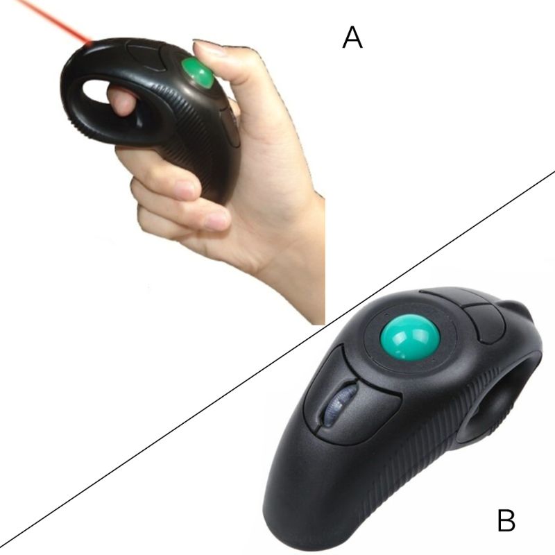 2.4G Wireless Trackball Mouse Mini Handheld Thumb-Controlled USB Air Mouse Mice for PC Laptop 10M Receiving Range