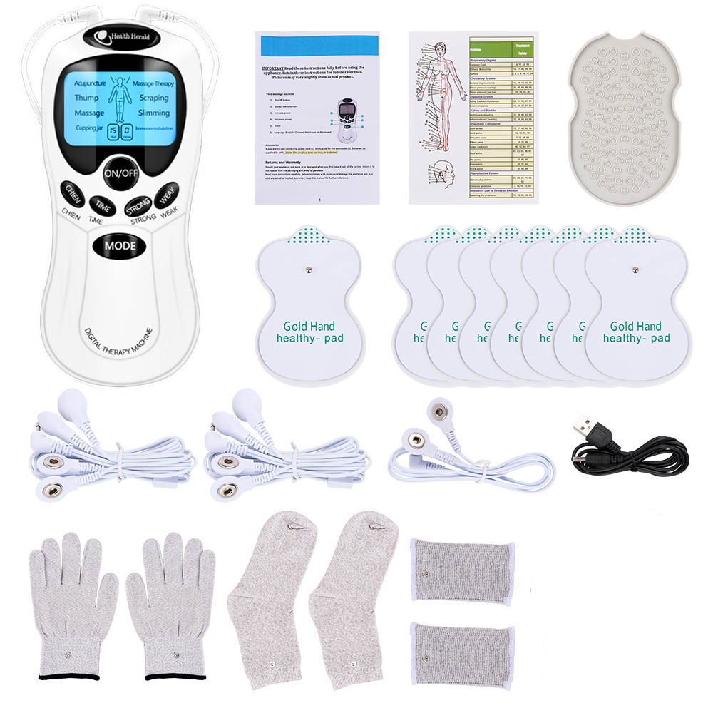 Fysioterapi tens muskelstimulator elektrisk ems akupunktur kropsmassage digital terapi slankemaskine elektrostimulator: Hvid