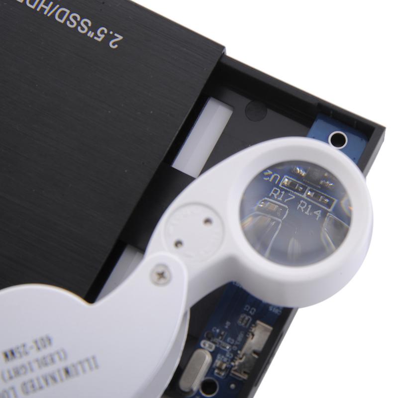 Mini lupa de 40x de gran potencia para joyería, lupa para ojo, tienda de joyas, lupa plegable para joyería con luces LED plateadas