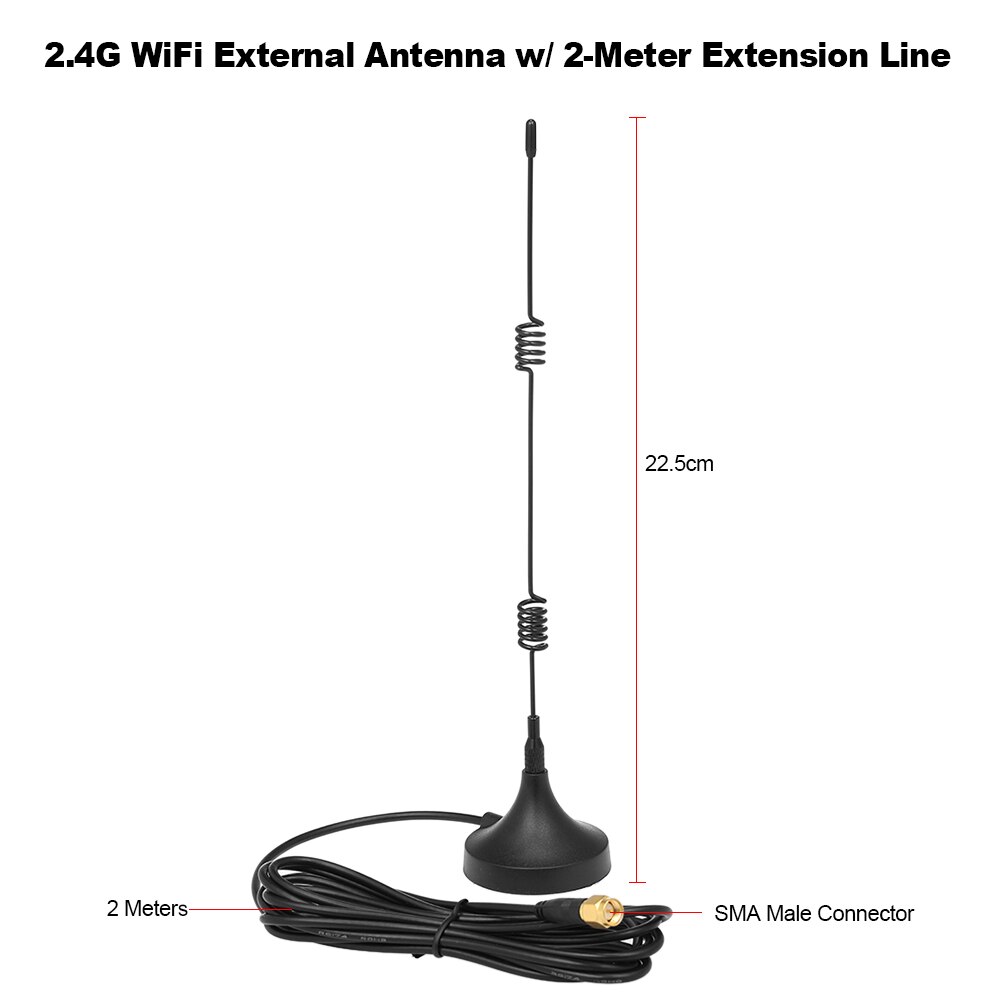 Mini 2.4 GHz WiFi Antenna Esterna 7dBi w/2 Metro Linea di Estensione Magnetica Pollone di Base SMA Connettore Maschio Per router WiFi Adapter