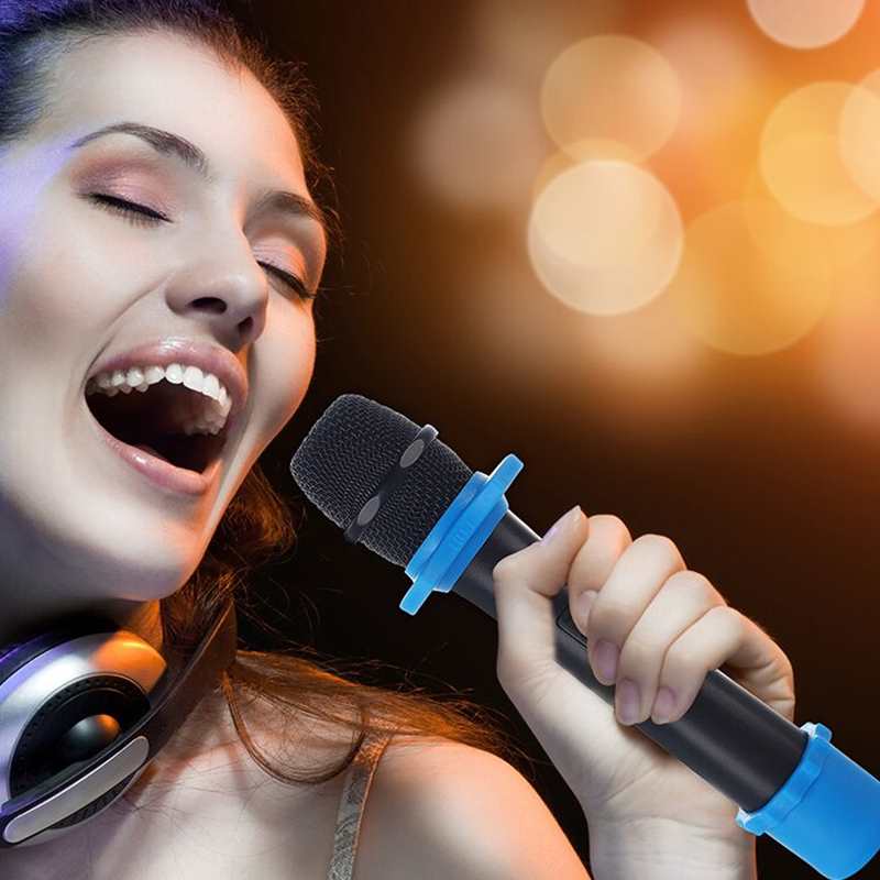 1 sæt silikone mikrofon skridsikker rulle ring håndholdt mikrofon tilbehør mikrofon beskyttelse til karaoke mikrofon