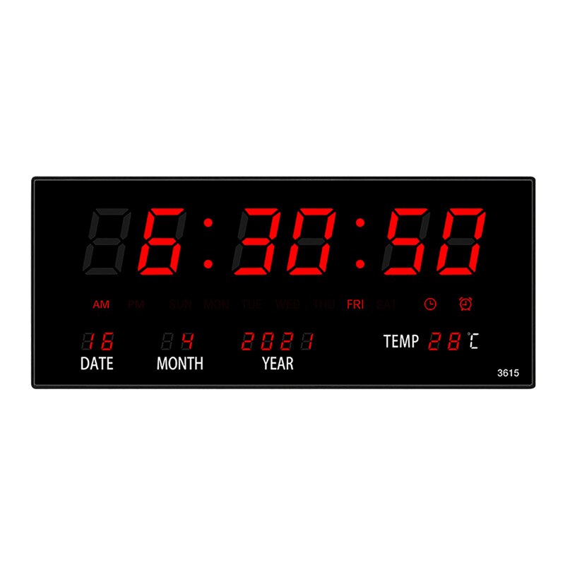 36*15*2.8CM orologio da parete calendario digitale a LED orologio da parete temperatura orologi da parete spina ue Design moderno decorazioni per la casa: Rosso