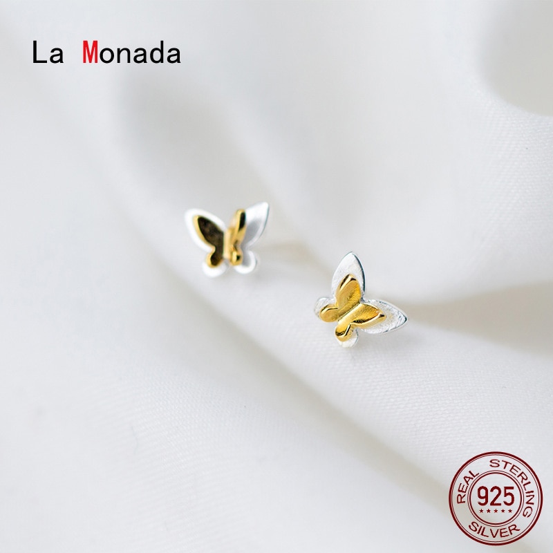 La Monada Insect Gouden Vlinder Oorbellen Studs 925 Sterling Zilveren Fijne In Sieraden Stud Oorbellen Voor Vrouwen Zilver 925 Koreaanse