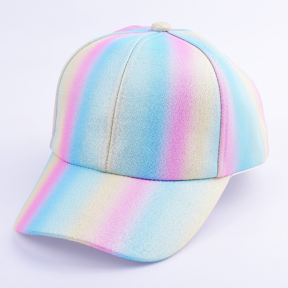 Gorras de béisbol coloridas para niños y niñas, gorros con estampado de corazón de amor, a rayas de arcoíris brillante, 2-8 años