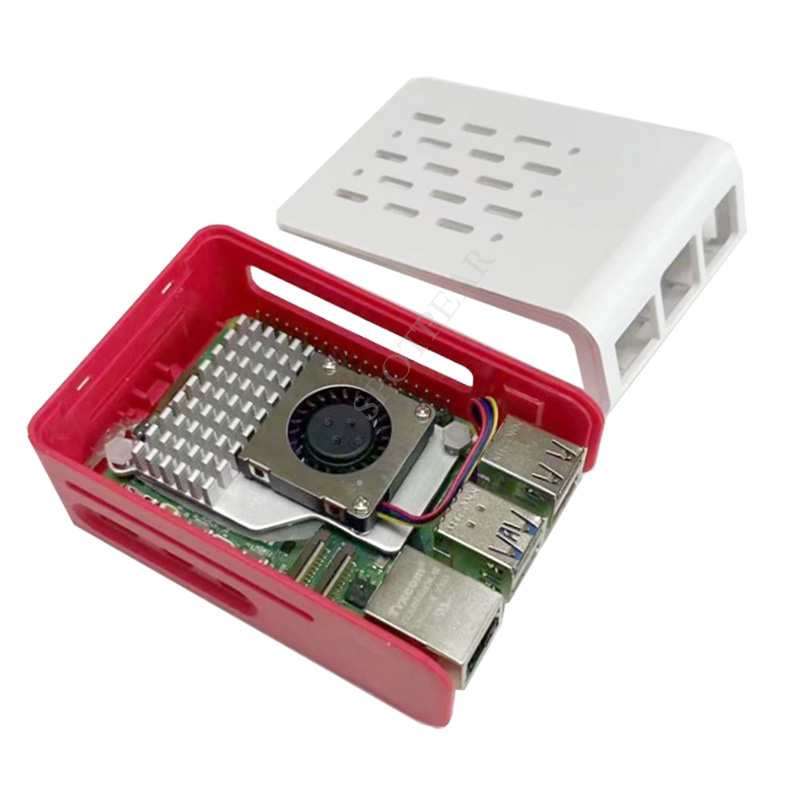 Raspberry Pi 5 rood-witte koelbehuizing voor officiële actieve koeler