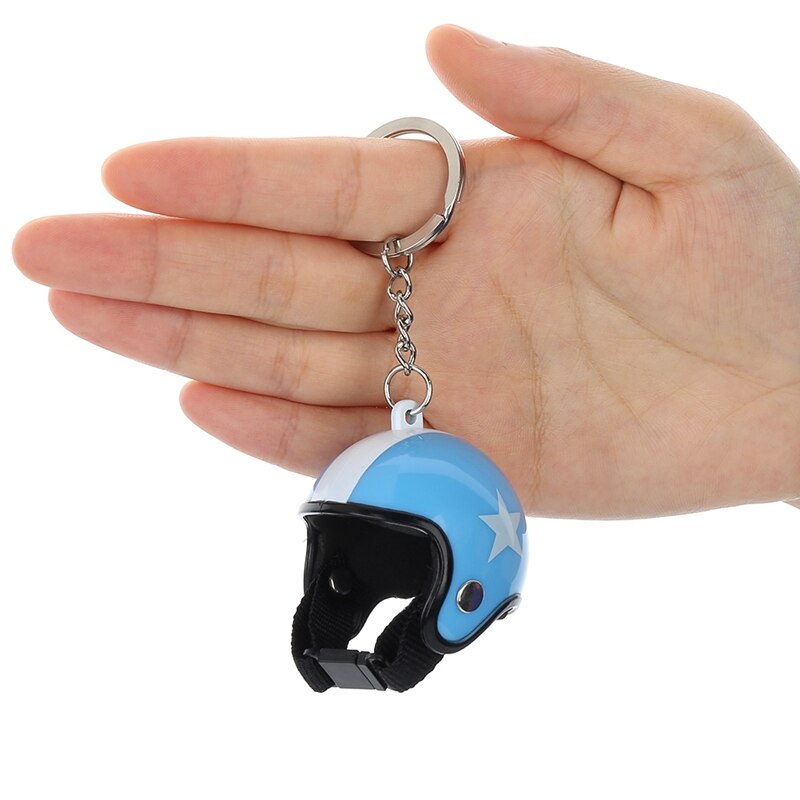1pcs Motorcycle Helmet Key Chain Hanging Key Chain Ring Keychain Keyring Toy for Men or Women 3D Miniature Plastic