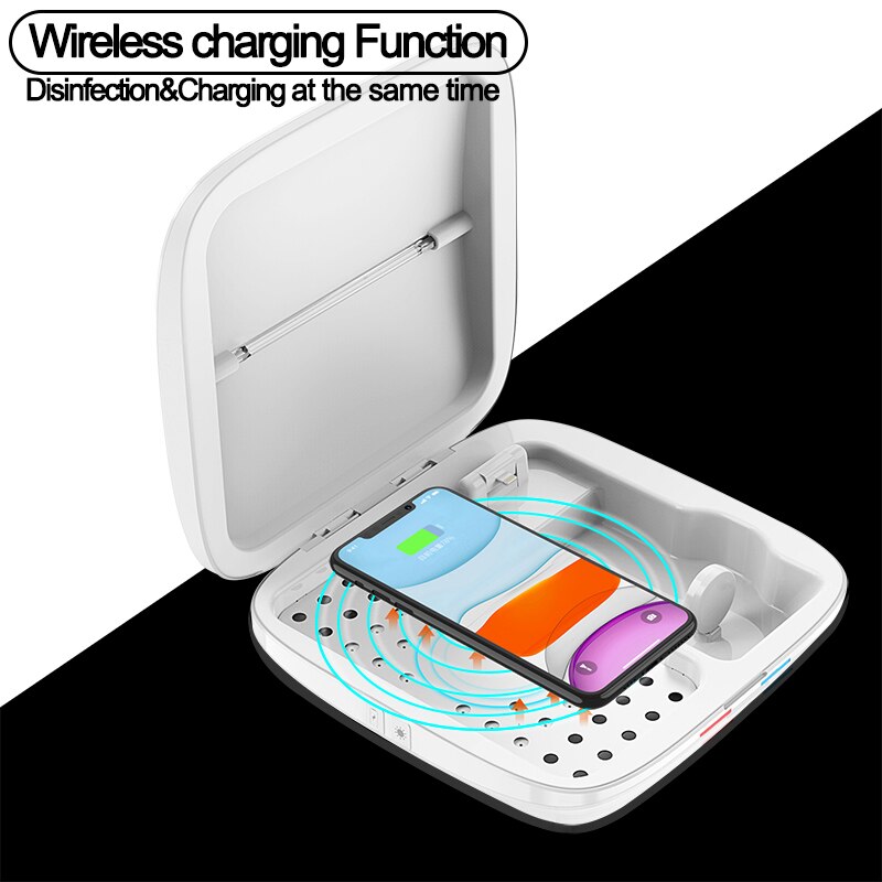 Uv Desinfectie Doos Voor Telefoon Gezichtsmasker Draadloze Oplader Ozon Sterilisator Box Voor Iphone Voor Voor Iwatch Band Voor Airpods case