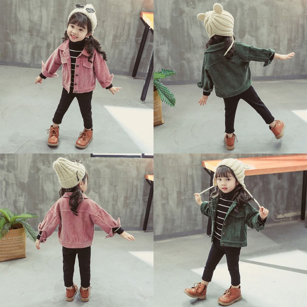 Corduroy Girls Single Layer Jacket Autumn And Winter Wear Children's Winter Warm Clothes Casual Compact Cute Clothes