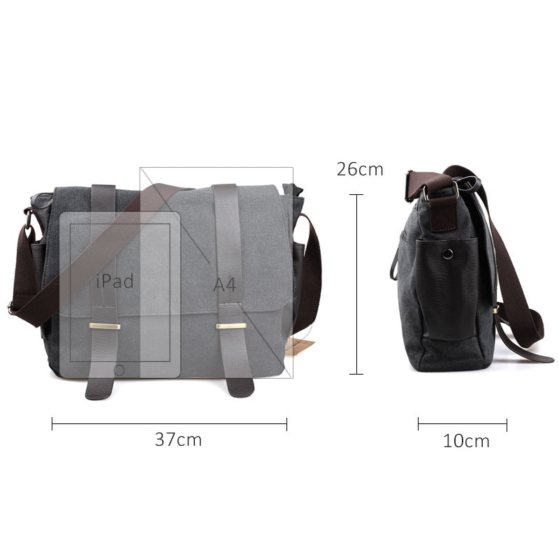 Scione männer Leinwand Messenger Taschen Vintage PU Leder Büro Aktentasche Reise Schule Teenager Schulranzen Schulter Tasche
