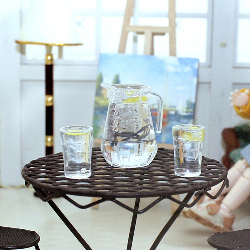 1/12 Mini Juice Jug Cup Set Simulation Drink Model Toys for Doll House Decoration Dollhouse Furniture Accessories
