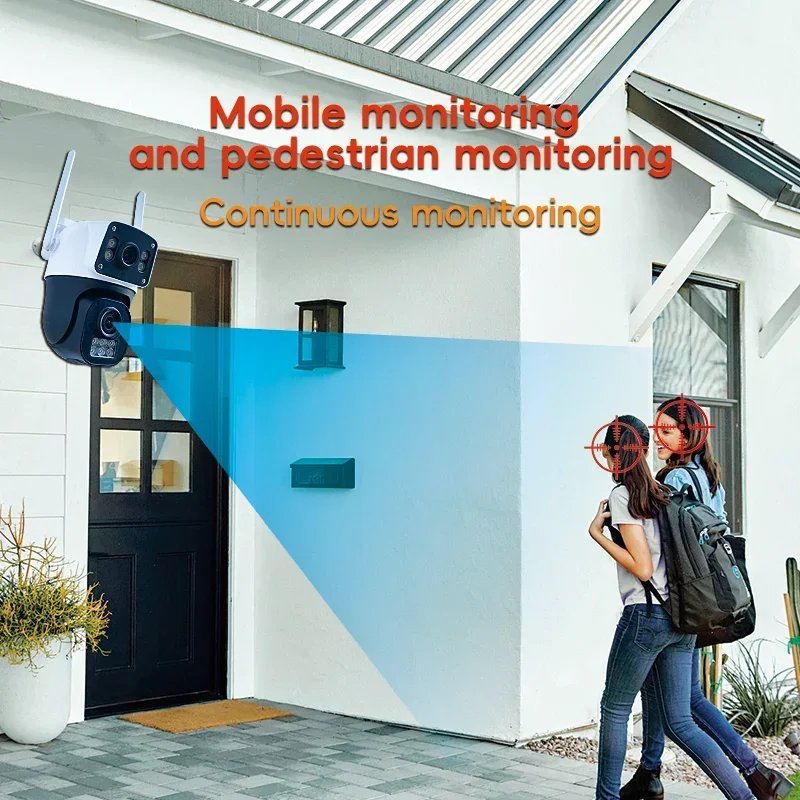 8MP 4K WIFI IP Camera PTZ Outdoor Dual Screen AI Human Detection Dual Lens Two-way Audio CCTV Video Security Camera V380 APP