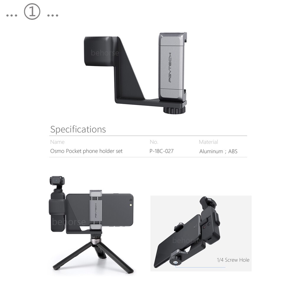 PGYTECH DJI Osmo Pocket Foldable Phone Holder Bracket Adapter Mount Selfie Stick Tripod Backpack Clip Wrist Strap Accessories