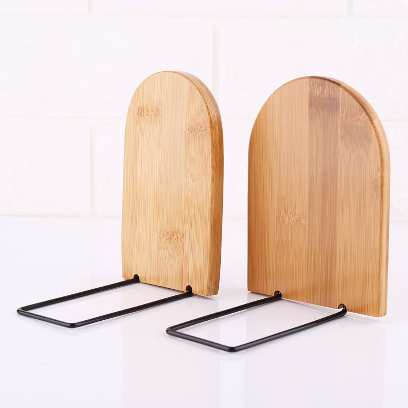 1pc træ bogholder bogender desktop organizer kontor hjem natur bambus bogstøtter bogholder holder hylde
